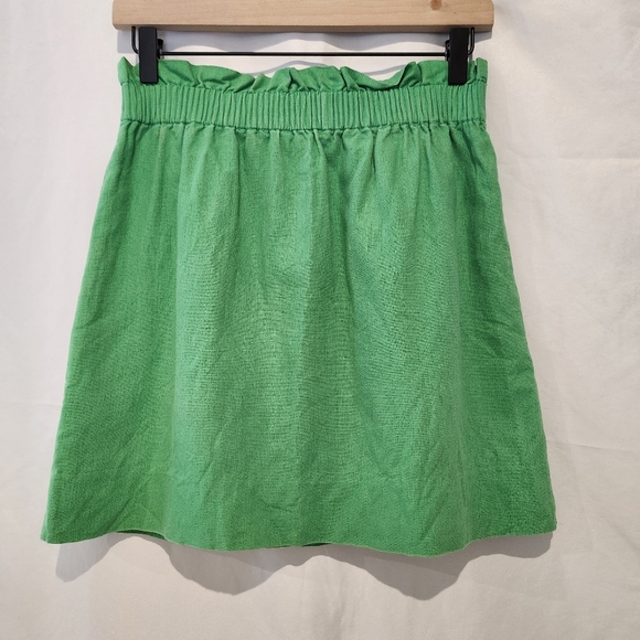 J.Crew Paperbag Mini Skirt Size 0 Kelly Green Clean Girl Linen Blend Preppy - Picture 6 of 6